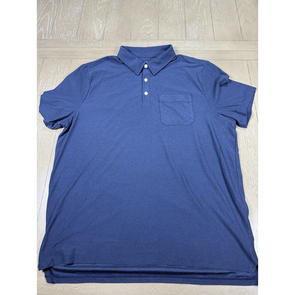 Rhone Polo Shirt Men XL  Blue Delta Pique Short Sleeve Performance Golf‎ Pocket